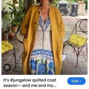 Mustard Quilted Coat with Floral Dress
